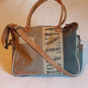 Myra Bag Olive Green and Tan Canvas Duffel